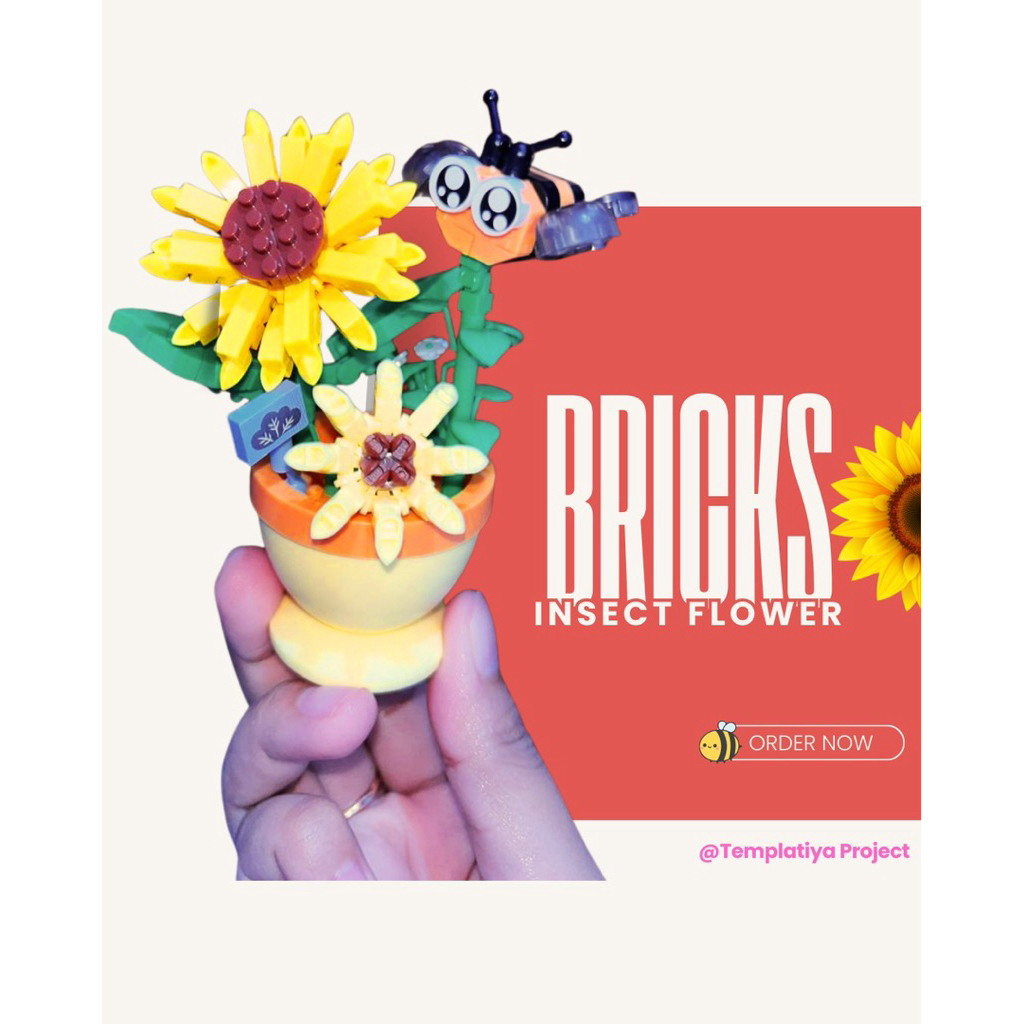 BRICK - mini block bricks lego mini flower; mainan edukatif