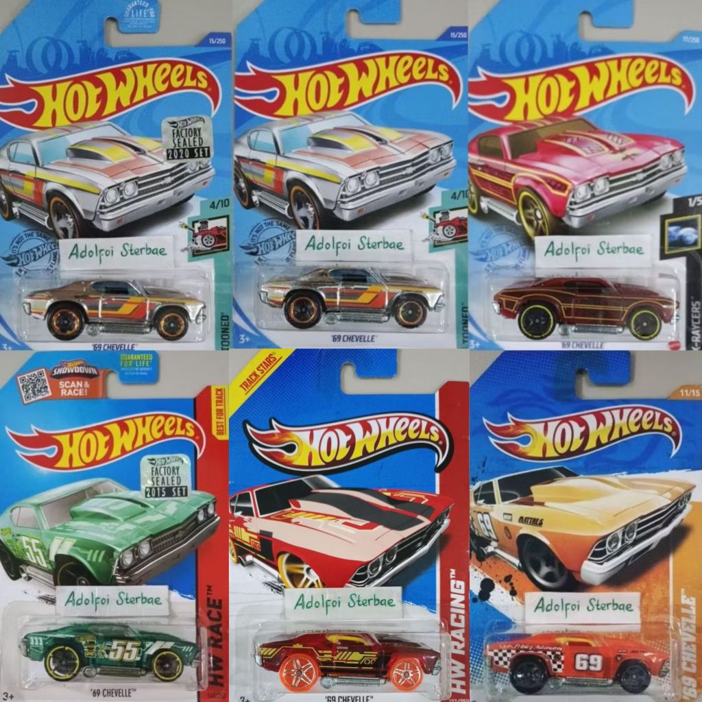hotwheels hot wheels '69 chevelle factory sealed tooned hw race x-raycers silver track stars 11 hw r