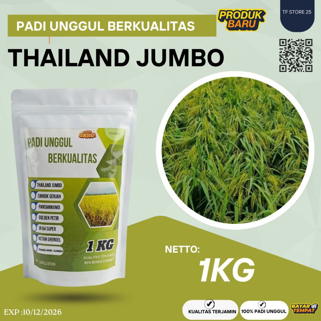 BIBIT PADI UNGGUL THAILAND JUMBO KEMASAN 1 KG