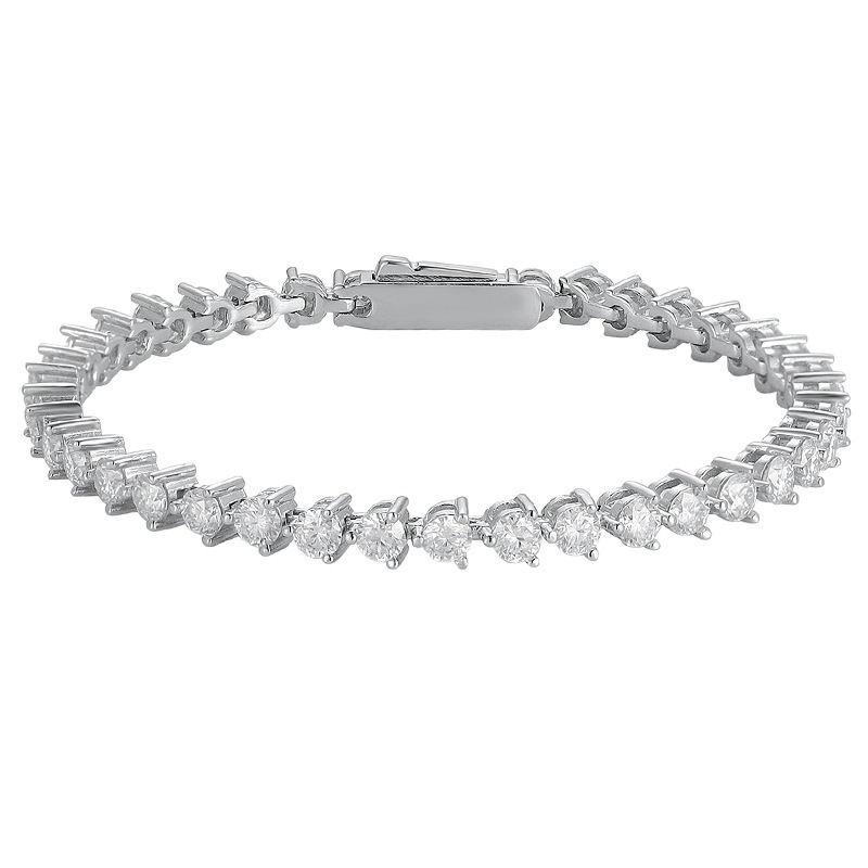 2.5mm/3mm moissanite Diamond tennis bracelet 3 prongs setting gelang