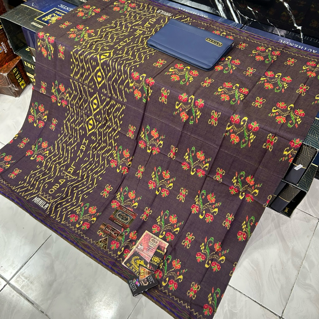 Sarung MANILA MST 420 ful sutra asli premium motif kembang BHS