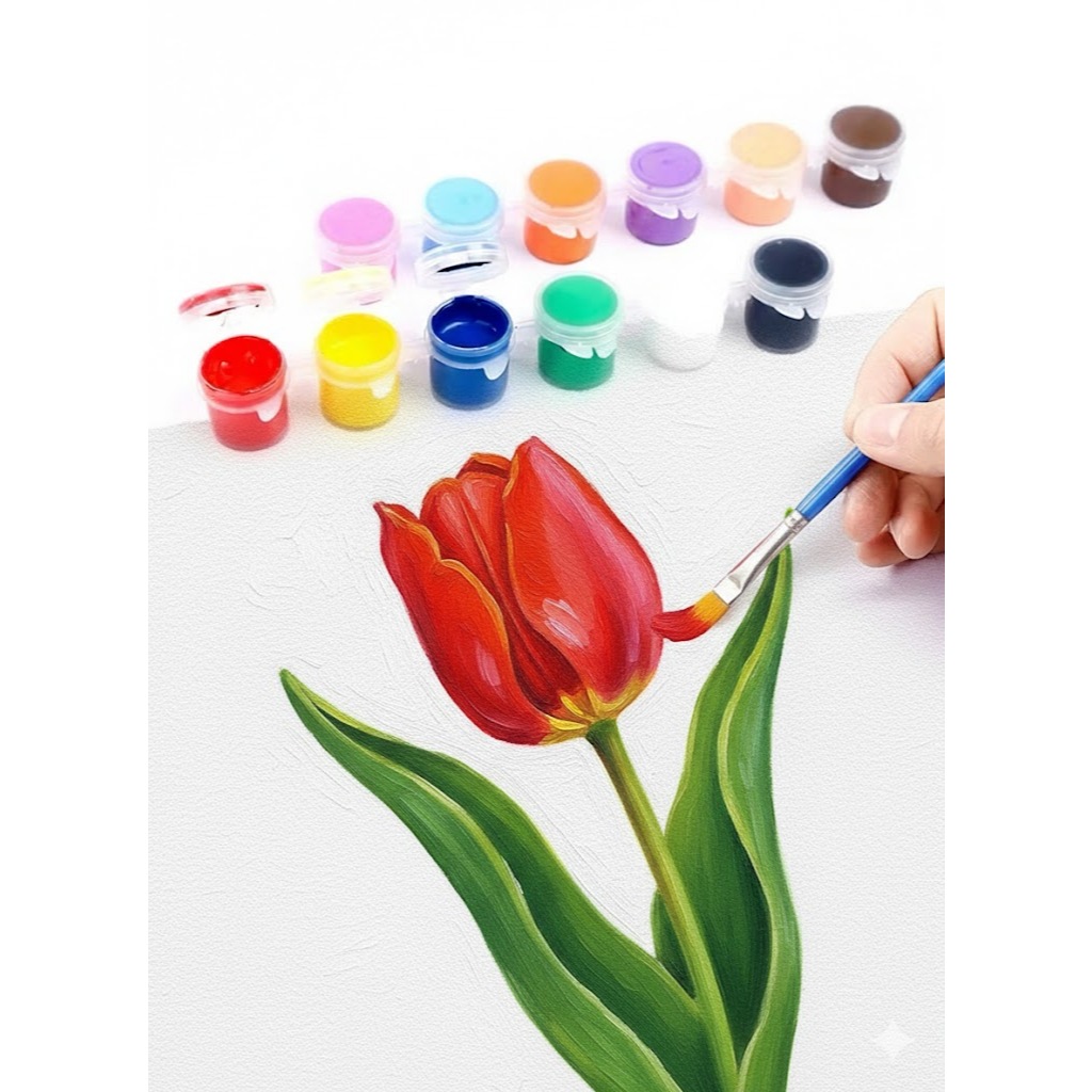 Cat akrilik Set 12 Warna/Cat Akrilik Kanvas - Lukisan Kanvas Cat Cat Akrilik 3ml + Dua Kuas