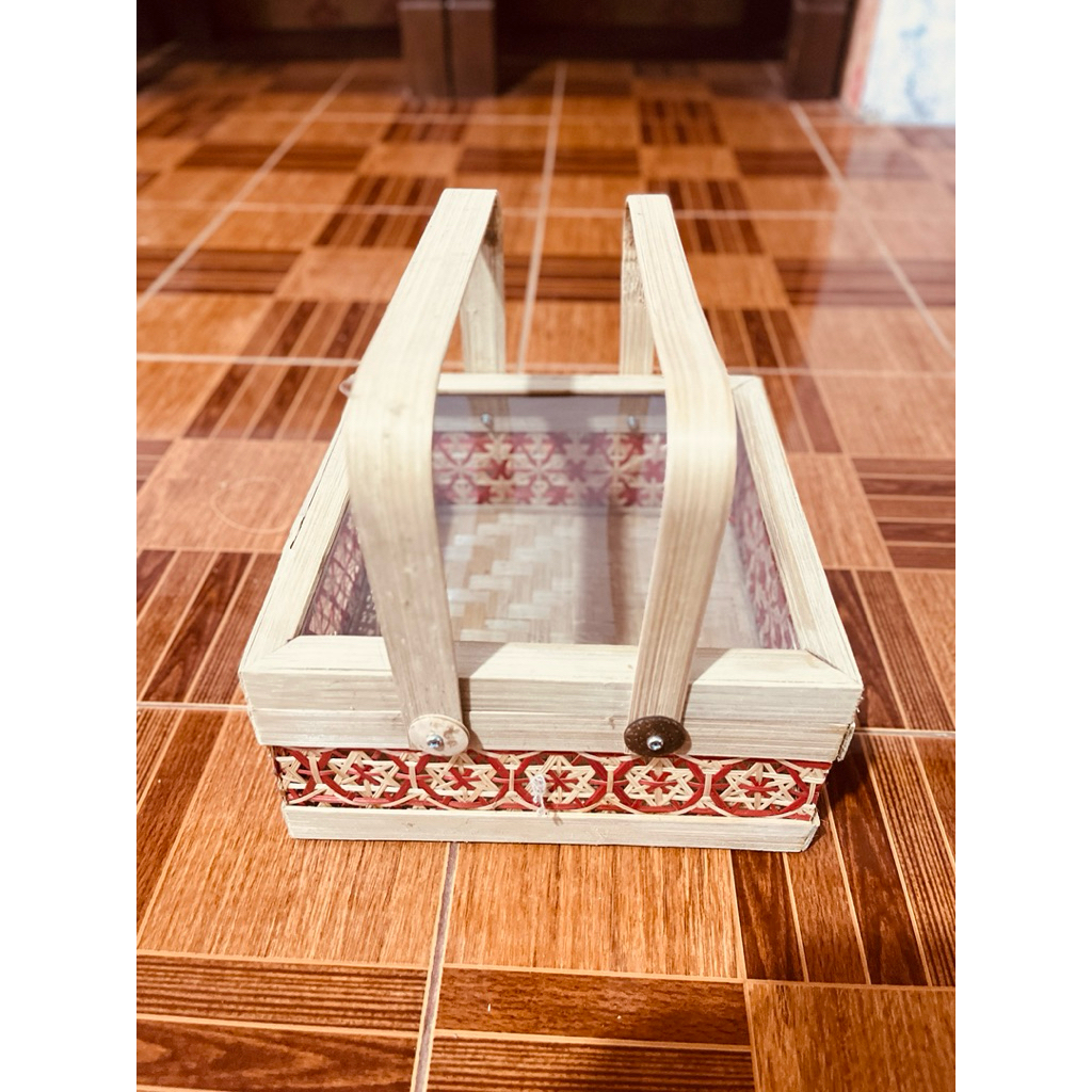 Box Truntum Tutup Mika Transparan Anyaman Bambu 25x25 cm – Box Hampers Estetik