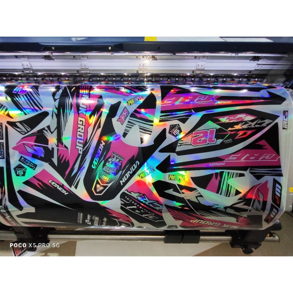 hologram crome decal crf pink bagus keren terjangkau glow in the dark decal crf 150L variasi