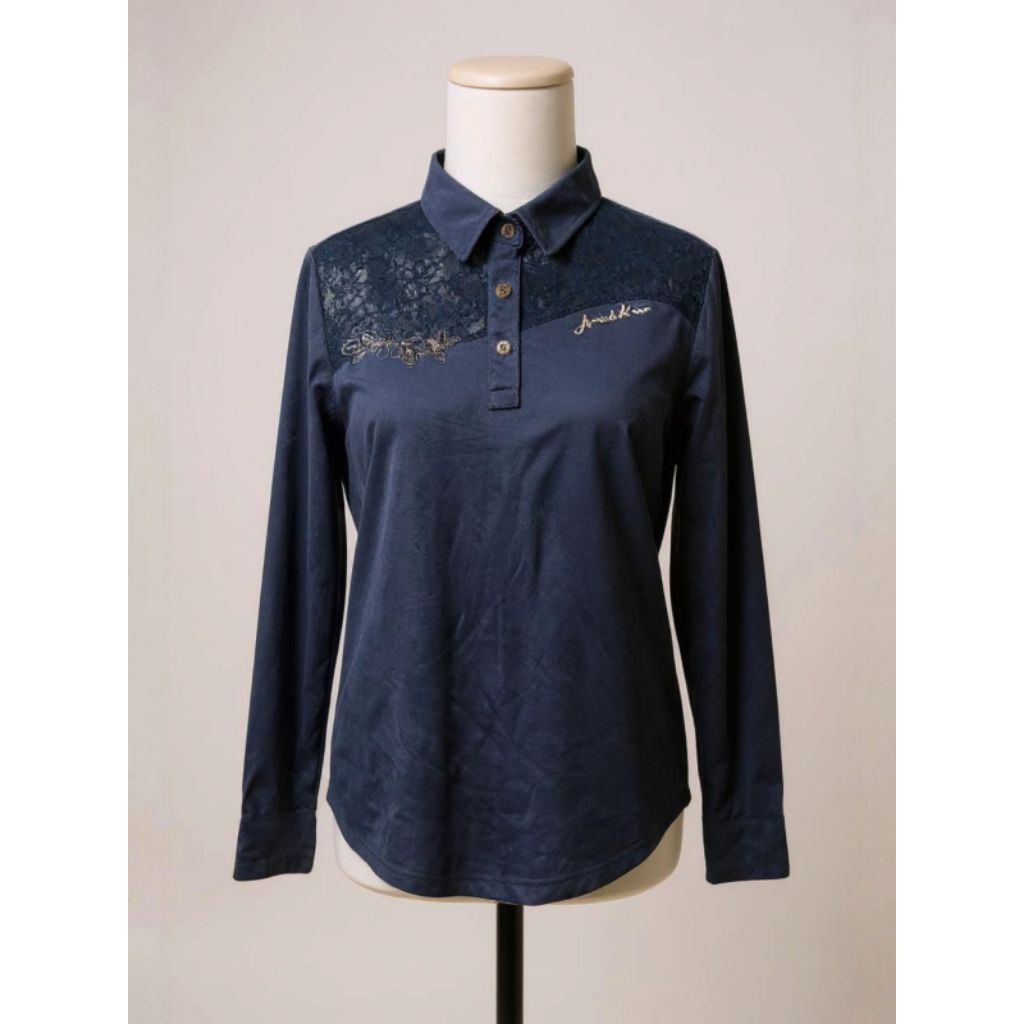 [PRELOVED] Blus Polo Lengan Panjang LD 50cm P 65cm - Navy Elegant