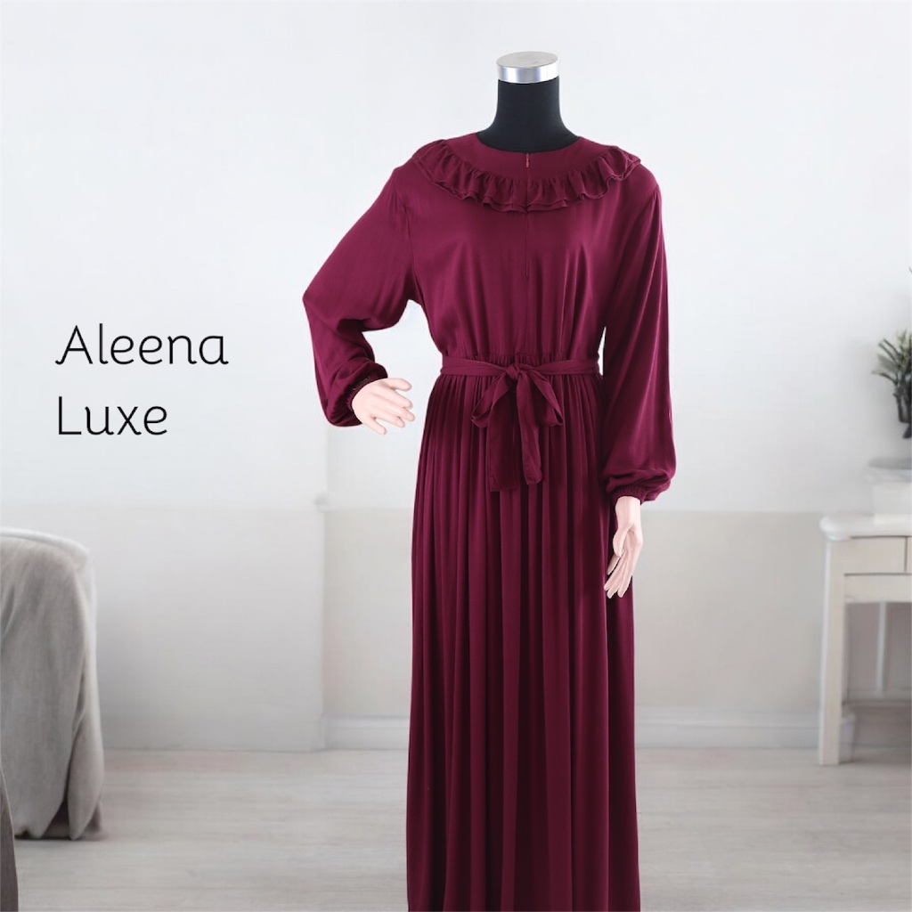 Aleena Luxe Dress Gamis Pesta Mewah Siera Fashion - Dress Ruffle Kerah Besar