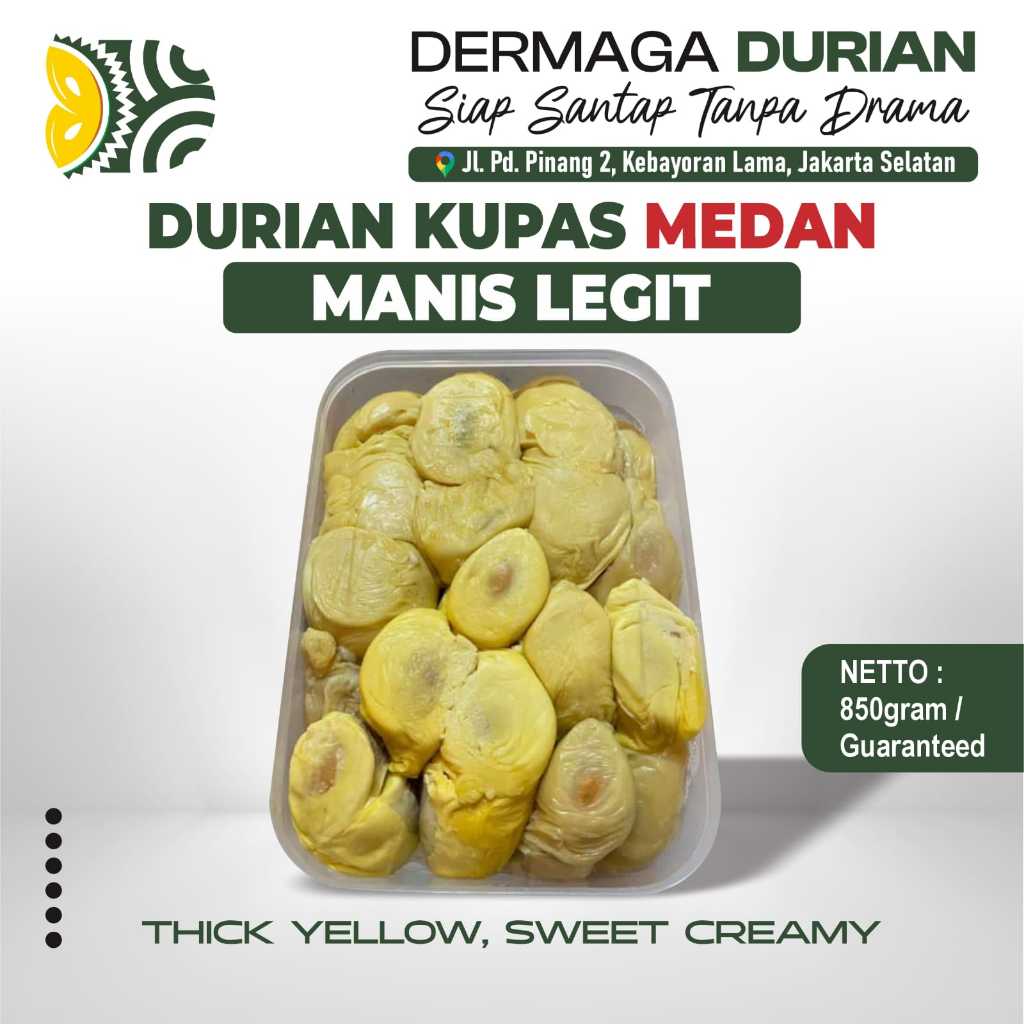 DURIAN KUPAS MEDAN PREMIUM / DURPAS PREMIUM KEMASAN 900 GRAM
