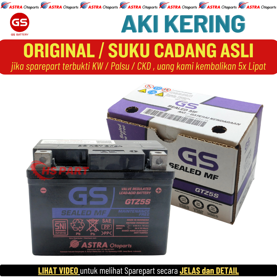 Aki Kering GTZ5S Vixion Old Lama New Xabre Jupiter MX New Byson Original GS Astra 100%