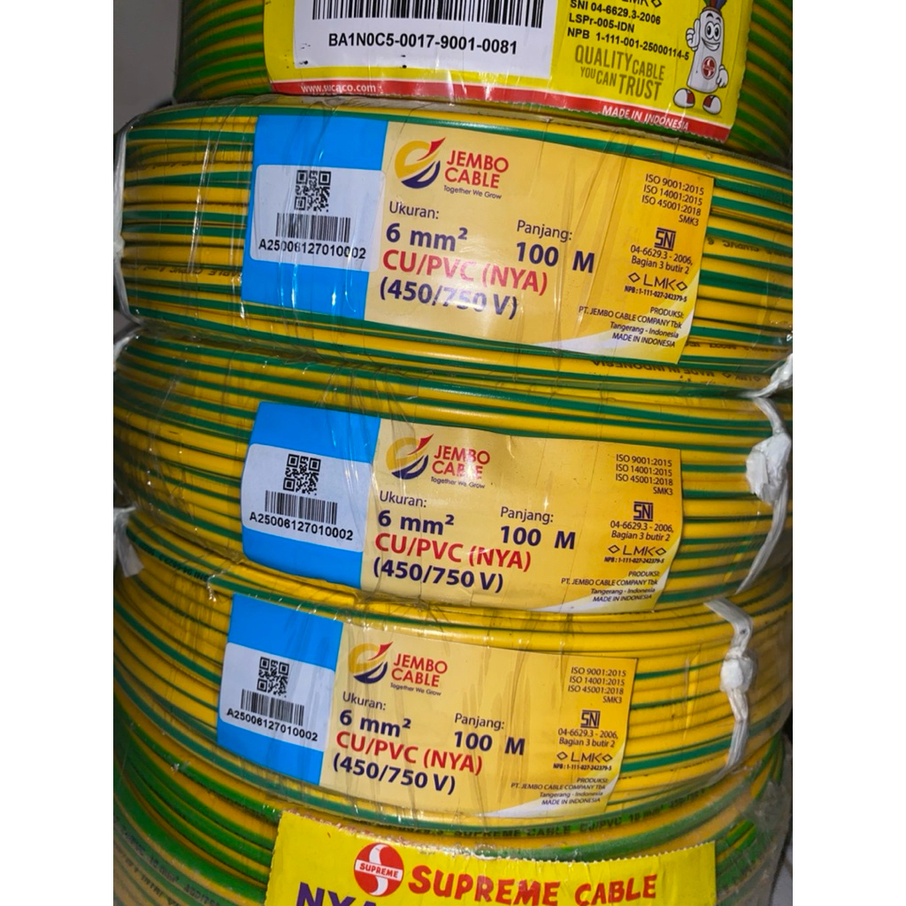 kabel tunggal jembo nya 6mm 100meter