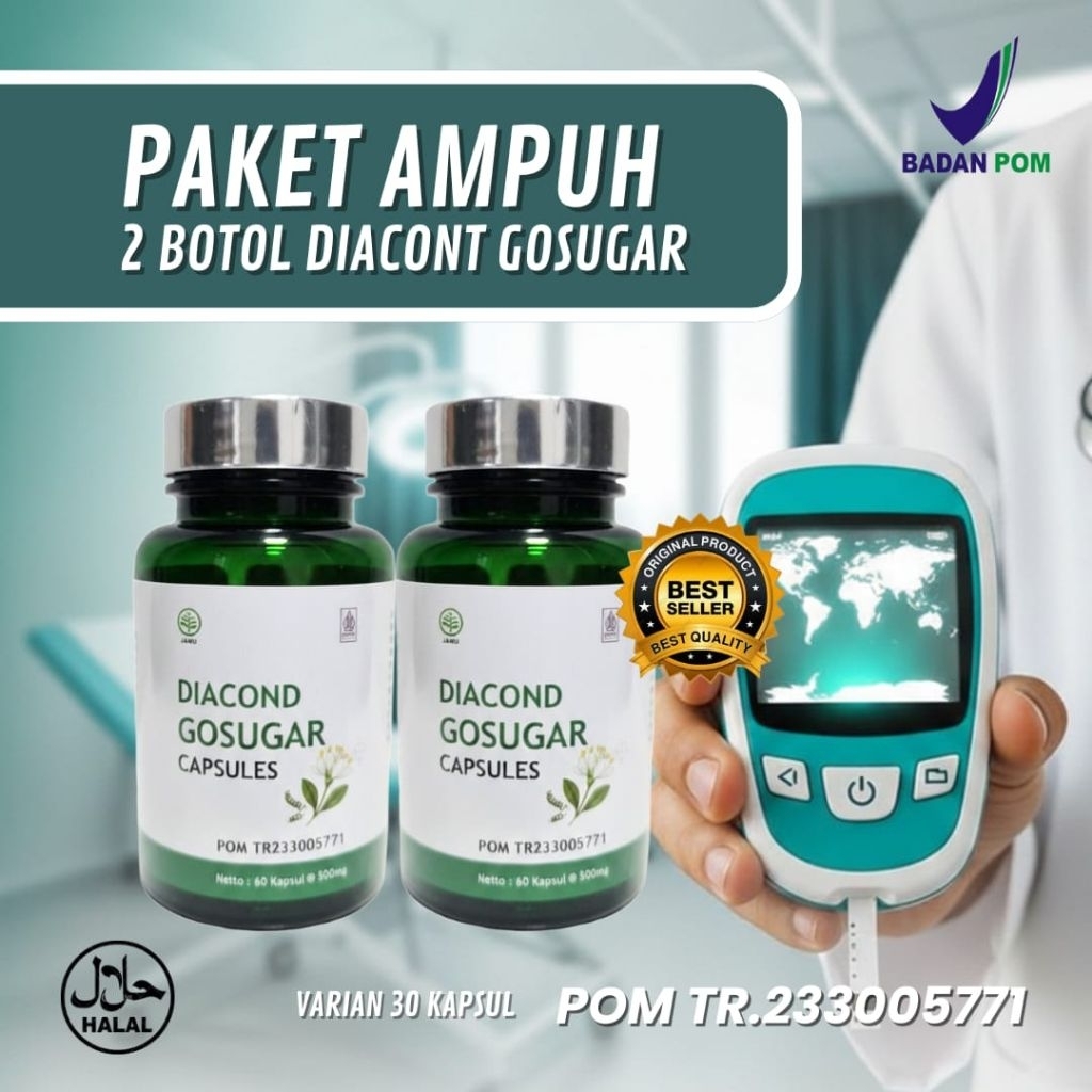 (2 Botol) Gosugar Obat Diabetesplus Terampuh Ekstrak Labu Cina TCM Ampuh 30 Capsul BPOM halal COD