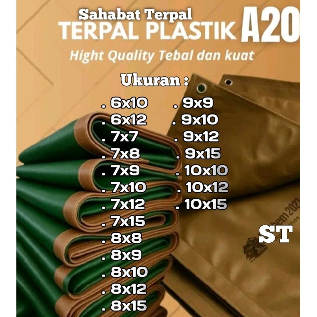 Terpal lembaran A20 UV ukuran 6x10 6x12 7x7 7x8 7x9 7x10 7x12 8x8 8x9 8x10 8x12