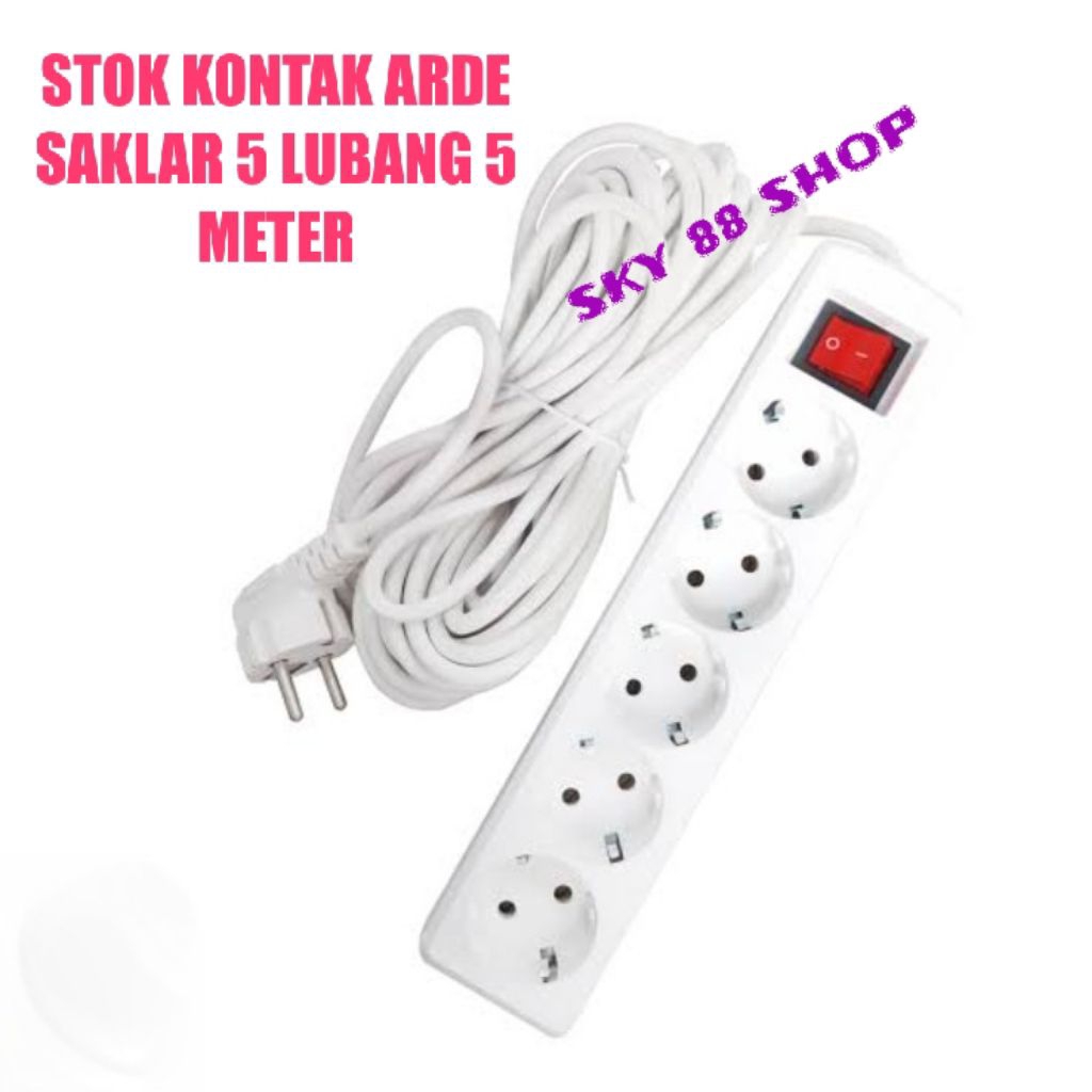 STOK KONTAK 5 LUBANG PANJANG KABEL 5 METER