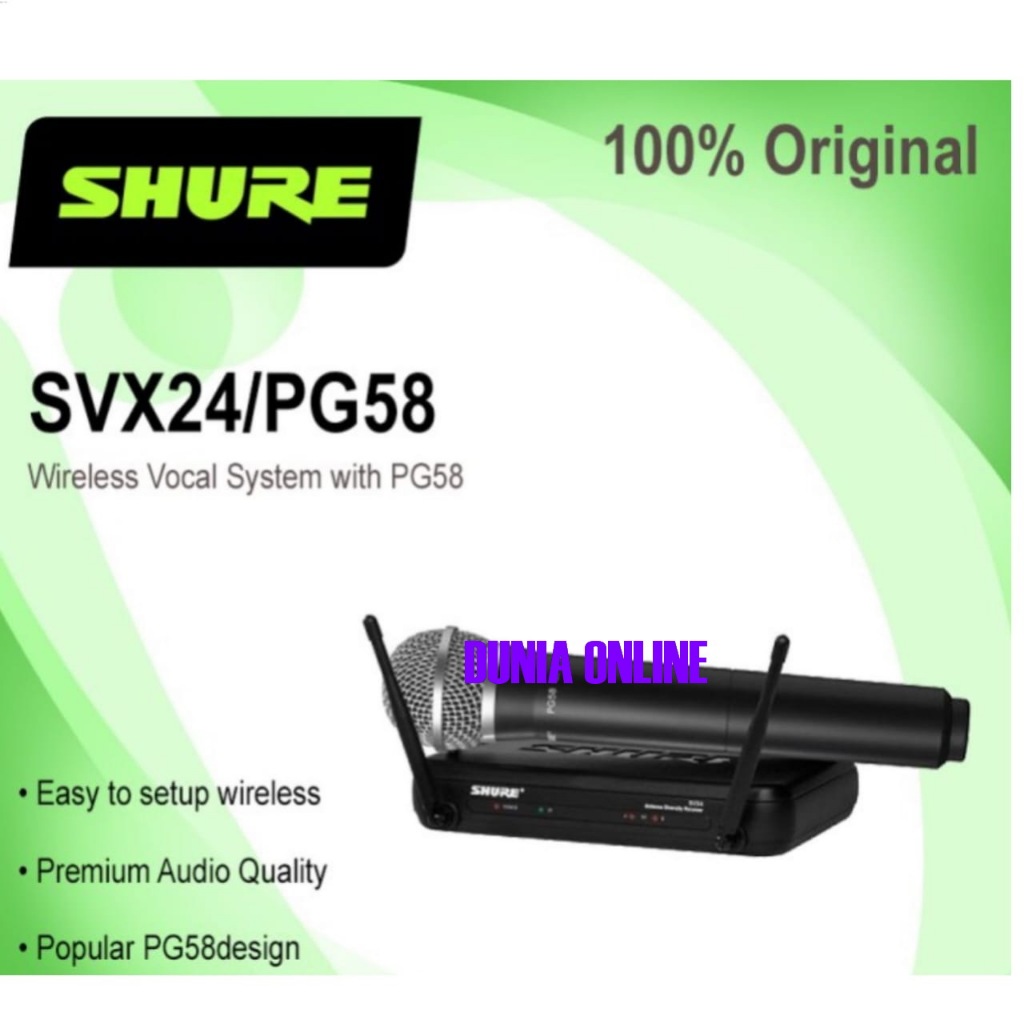 ORIGINAL MIC  WIRELESS  SHURE SVX24/PG58 MIC WIRELESS SHURE ORIGINAL SVX 24 / PG58
