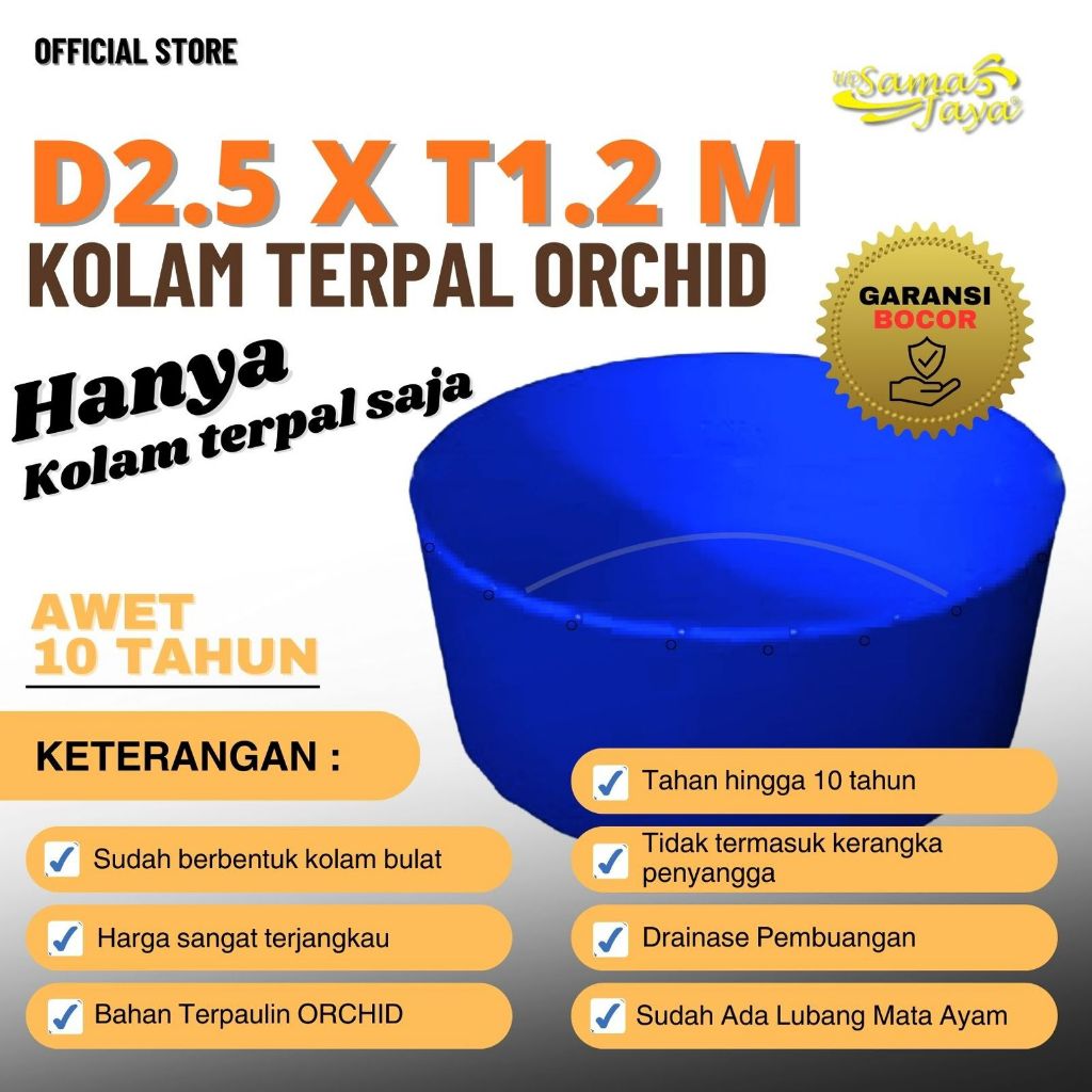 Kolam Terpal D2,5 Tinggi 1,2m Terpal Orchid - Kolam Terpal Ikan