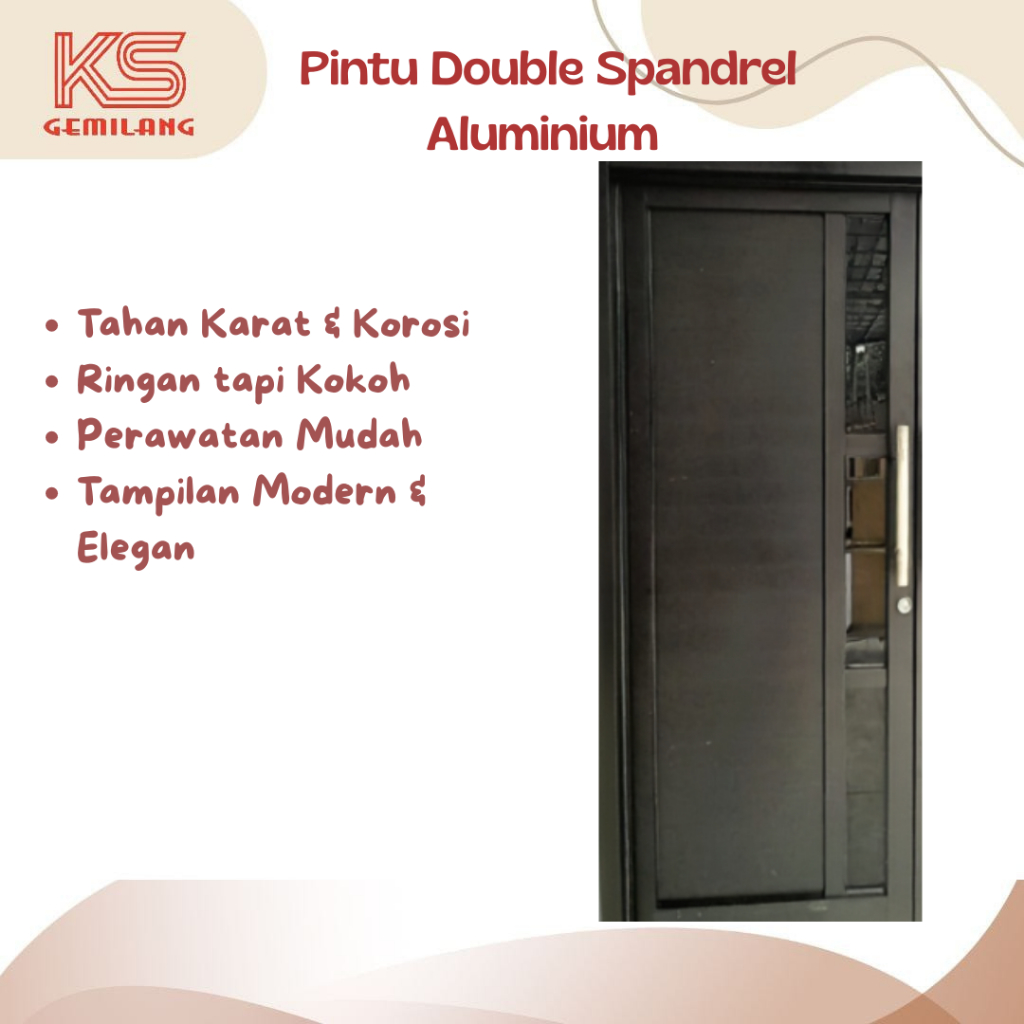 Pintu Double Spandrel Aluminium Ukuran 210 x 90 cm