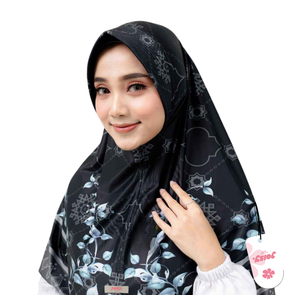 JOISY Jilbab Bergo Motif Pet Hitam