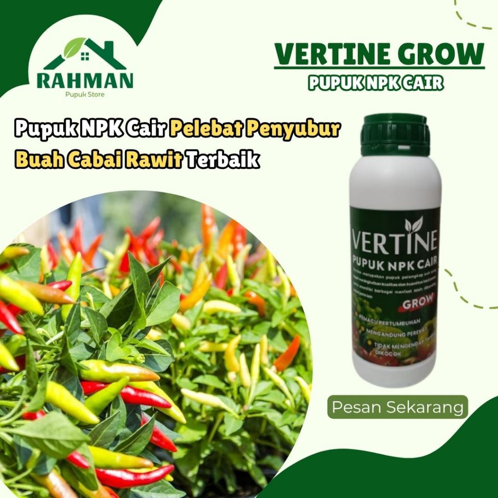 VERTINE GROW Pupuk Cabe Rawit Booster – Penyubur Tanaman & Panen Melimpah - Pupuk Cair Cabe Rawit Te