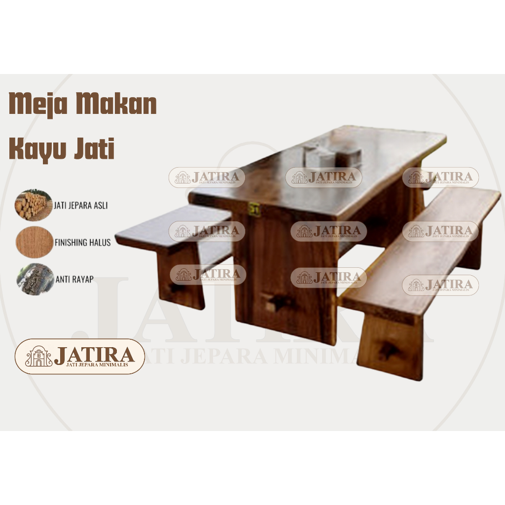Set Meja Makan Kayu Trembesi | Meja Makan Kayu Trembesi Murah Palembang