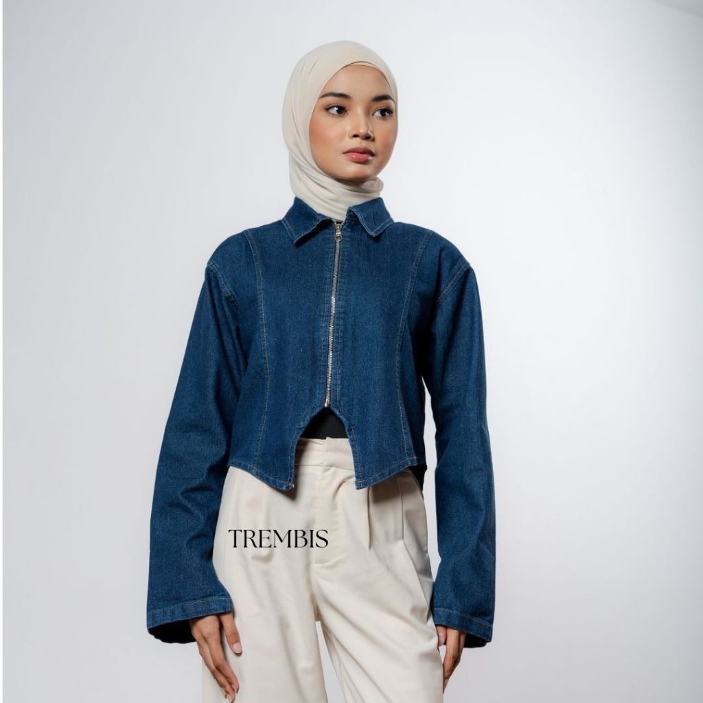 TREMBIS -Rompi Croptop Wanita Resleting Depan Asimetris Findya | Outer Crop Korean Style Kekinian