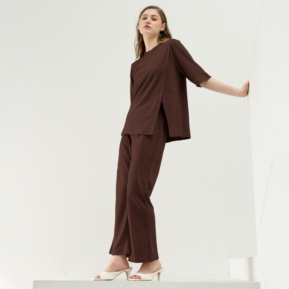 Forever Sweet Selena One Set Side Slit Celana Cutbray Comfort Stretch - Fashion Daily Wear