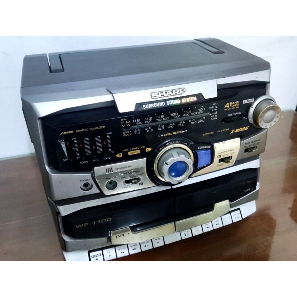 Radio tape compo Polytron ampli stereo equalizer bass woofer speaker mp3