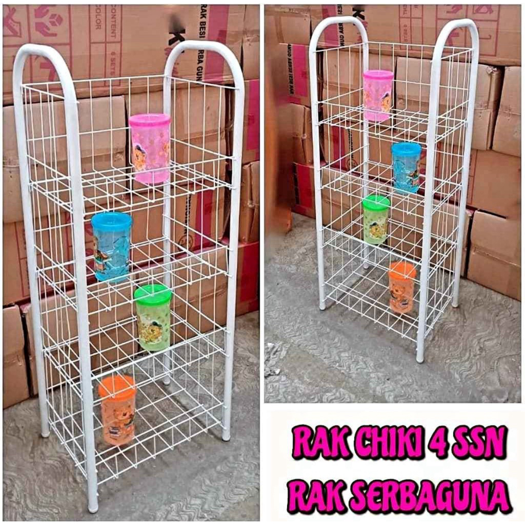 Rak Ciki Ekonomi Susun 4 Jumbo Rak Penyimpanan Keranjang Jajan Rak Toko Rak Serbaguna