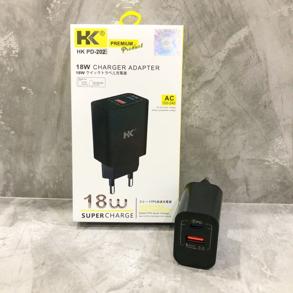 BATOK CHARGER HK PD202 FAST CHARGER 18W
