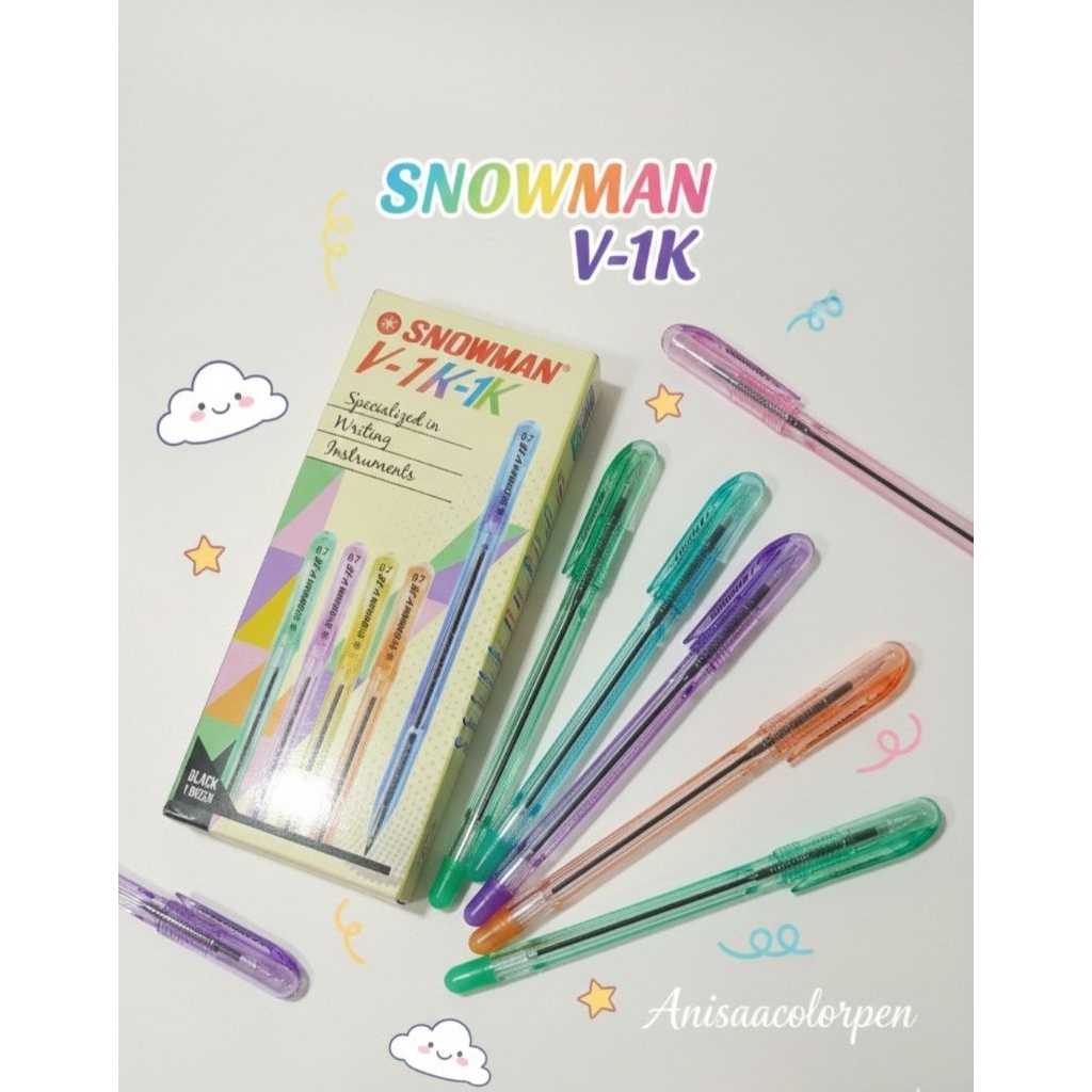 [ISI 12 PCS] Pulpen Snowman V-1K Warna Warni – Pen Snowman V1K Murah Berkualitas Pulpen Snowman V-1K