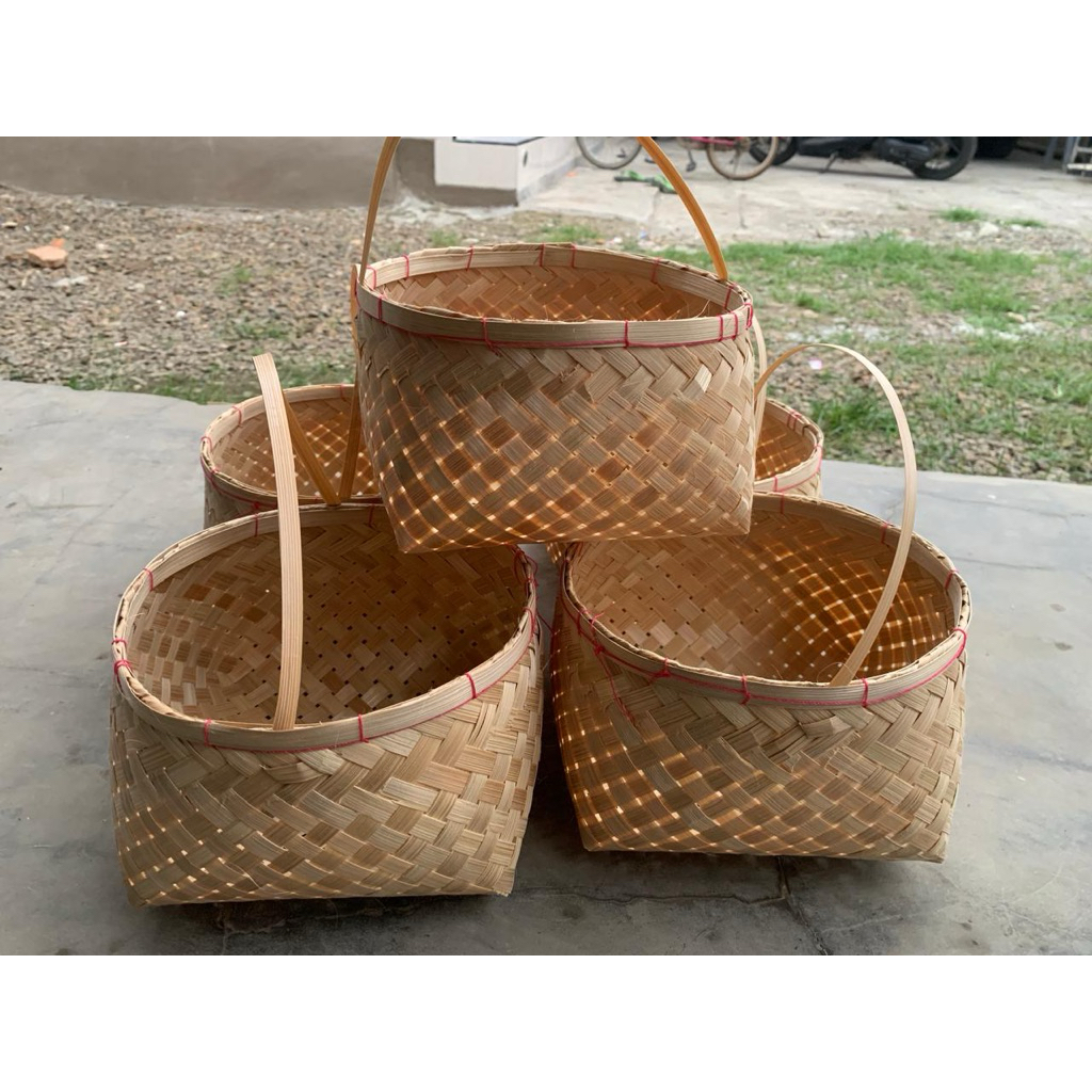 Keranjang Serbaguna // Anyaman Bambu // Besek // Wadah Liwetan