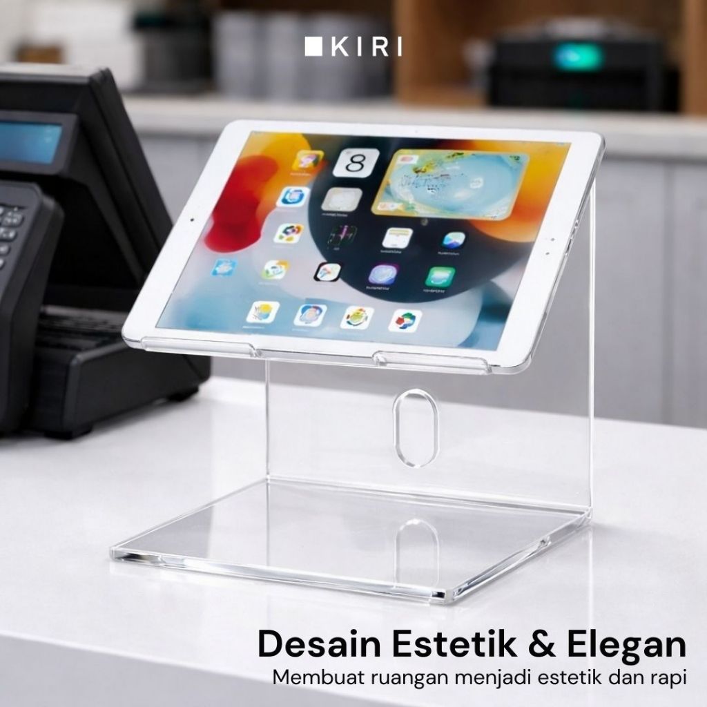 Promo Holder Dudukan Tablet Akrilik Stand Bracket Ipad Kasir Standing Tablet Meja Kasir Acrylic