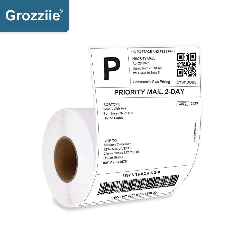 GROZZIIE Kertas Label Thermal A7 100x150 | Sticker Barcode AWB