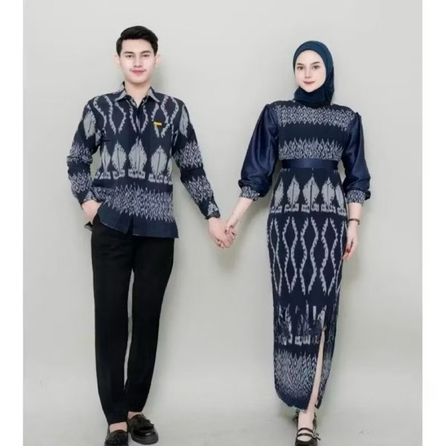 Baju Tenun Troso Set Couple Tenun Troso Navy Elegant