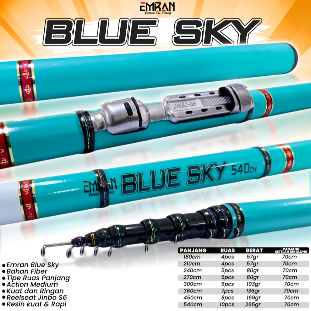 SET LENGKAP Pancing Tegek Kolong Emran Blue Sky Sudah Kolong Siap Pakai