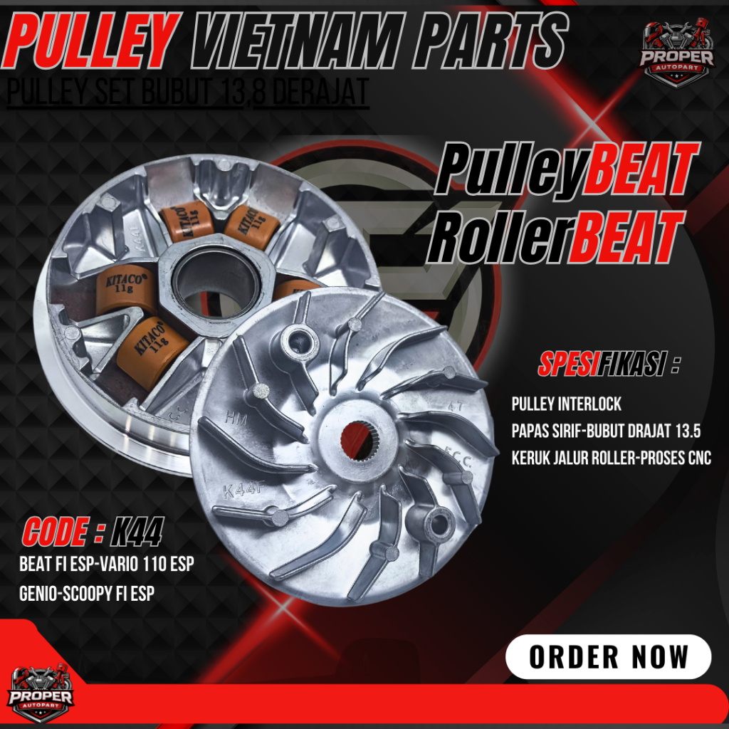 PULLEY SET BEAT RUMAH KIPAS BEAT FI ESP PULLEY SCOOPY ESP PULLEY BUBUT 13,8 DERAJAT INTERLOCK