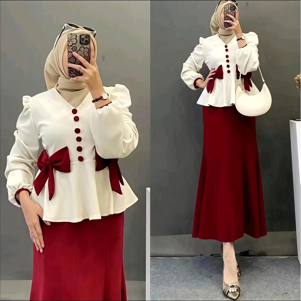 DEVARA SET ONE SET KOREAN LOOK ONE SET ROK KNIT SNOWY JUMBO SETELAN ROK KNIT