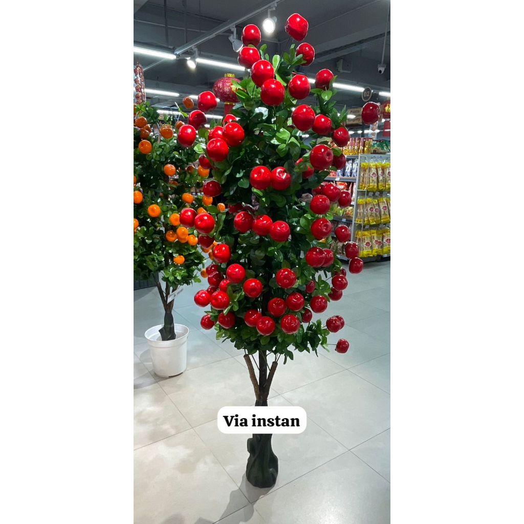 Pohon rejeki imlek tanaman apel tanaman plastik hiasan rumah tinggi 170-190cm