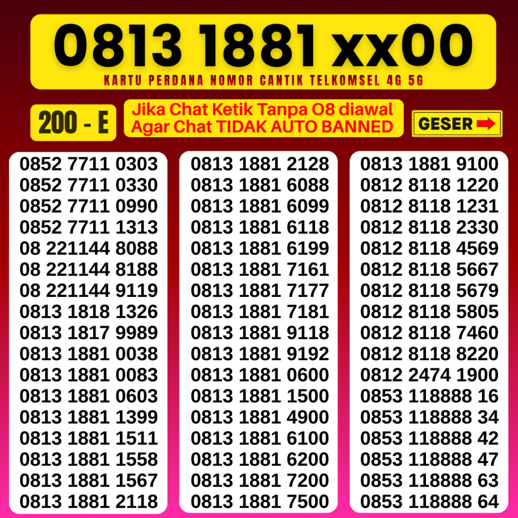 NOMOR CANTIK SIMPATI 4G 5G TELKOMSEL NOCAN SIMPATI 11angka 12 angka NOMER SIMPATI CANTIK KARTU PERDA