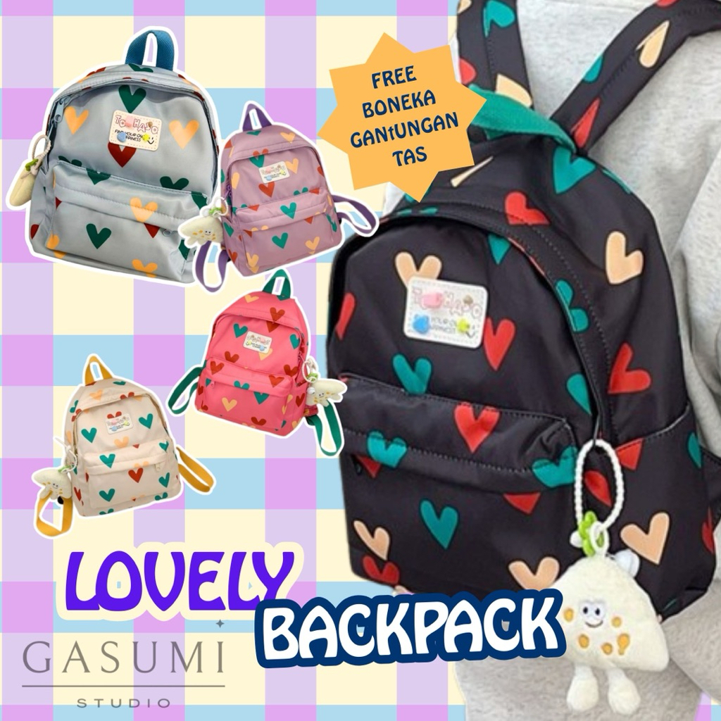 Tas Ransel Wanita Backpack Wanita Anak  Laki Perempuan Remaja Free Gantungan Mini Backpack Mini Rans