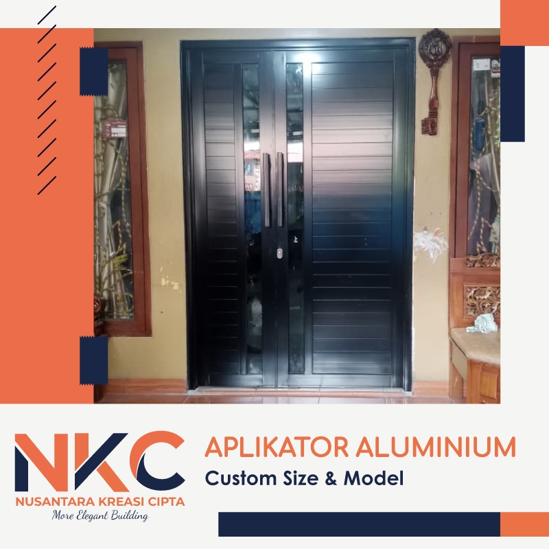 PINTU UTAMA 2 DAUN ALUMINIIUM PANEL VARIASI BUKAAN SWING UKURAN L140xT200 BISA CUSTOM