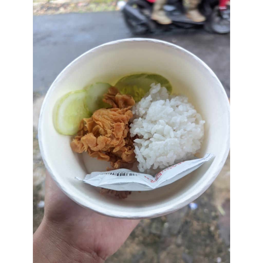 ayam crispy+nasi+sayuran