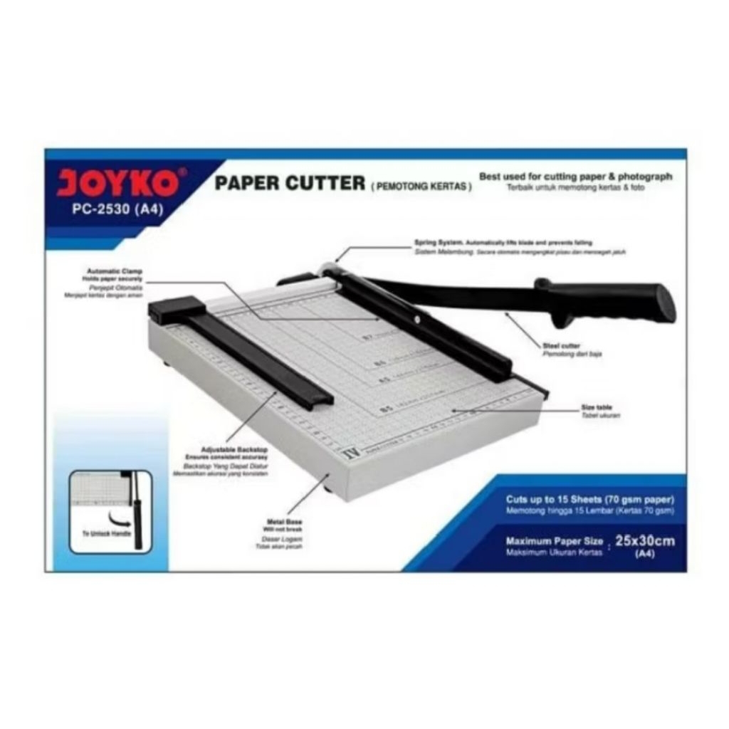 Paper Cutter Joyko B5,A4,F4/Pemotong kertas Joyko Pc-1821,pc-2530,pc-2638 ( 1pcs )