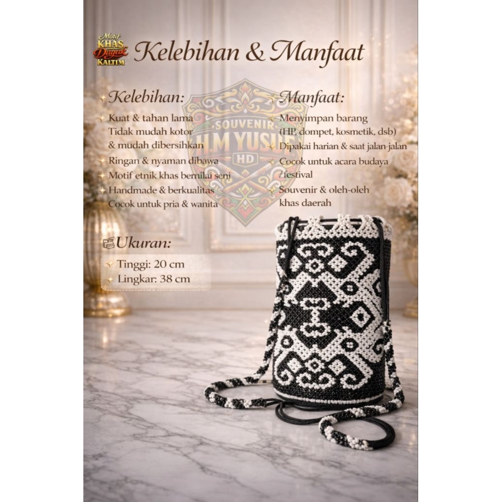 Anjat Manik Gendong Khas Dayak – Tas Etnik Kalimantan Timur Handmade