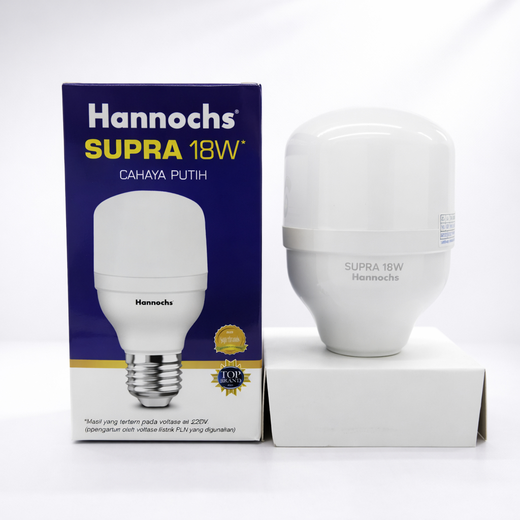 Bola Lampu LED Hannochs SUPRA 18W - Bohlam Lampu Rumah Terang, Hemat Listrik, Garansi