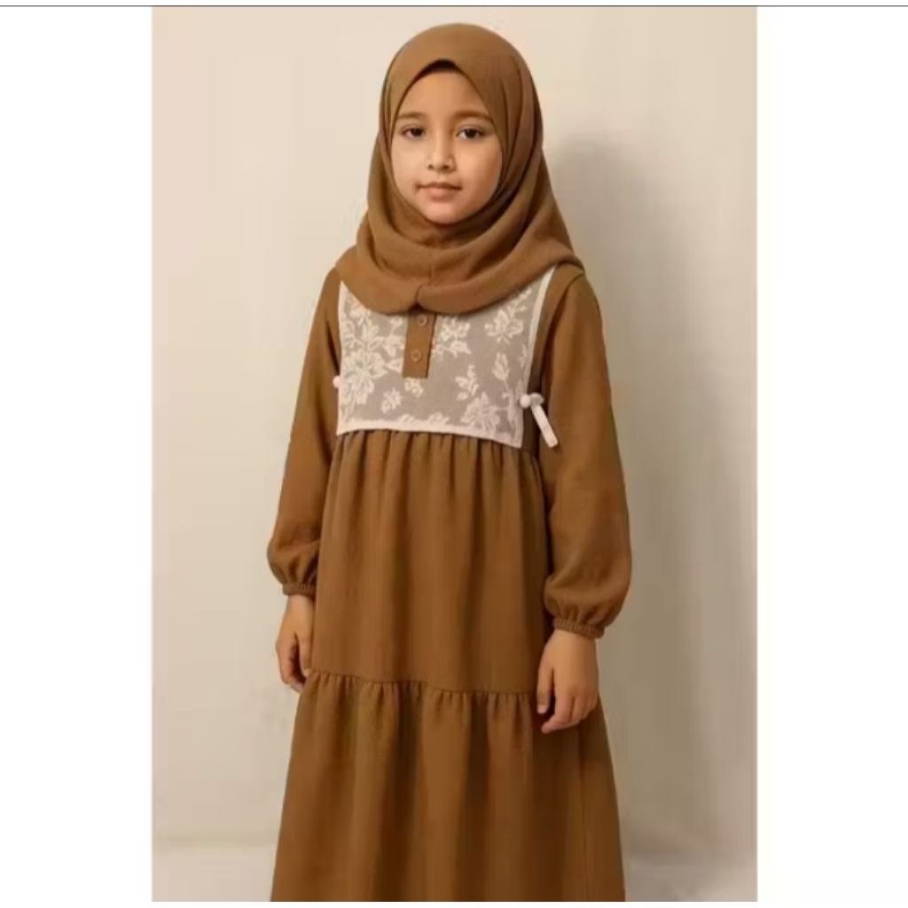 GAMIS ANAK POLOS KOMBINASI BRUKAT/ GAMIS NGAJI BAHAN CRINGKEL BISA COD