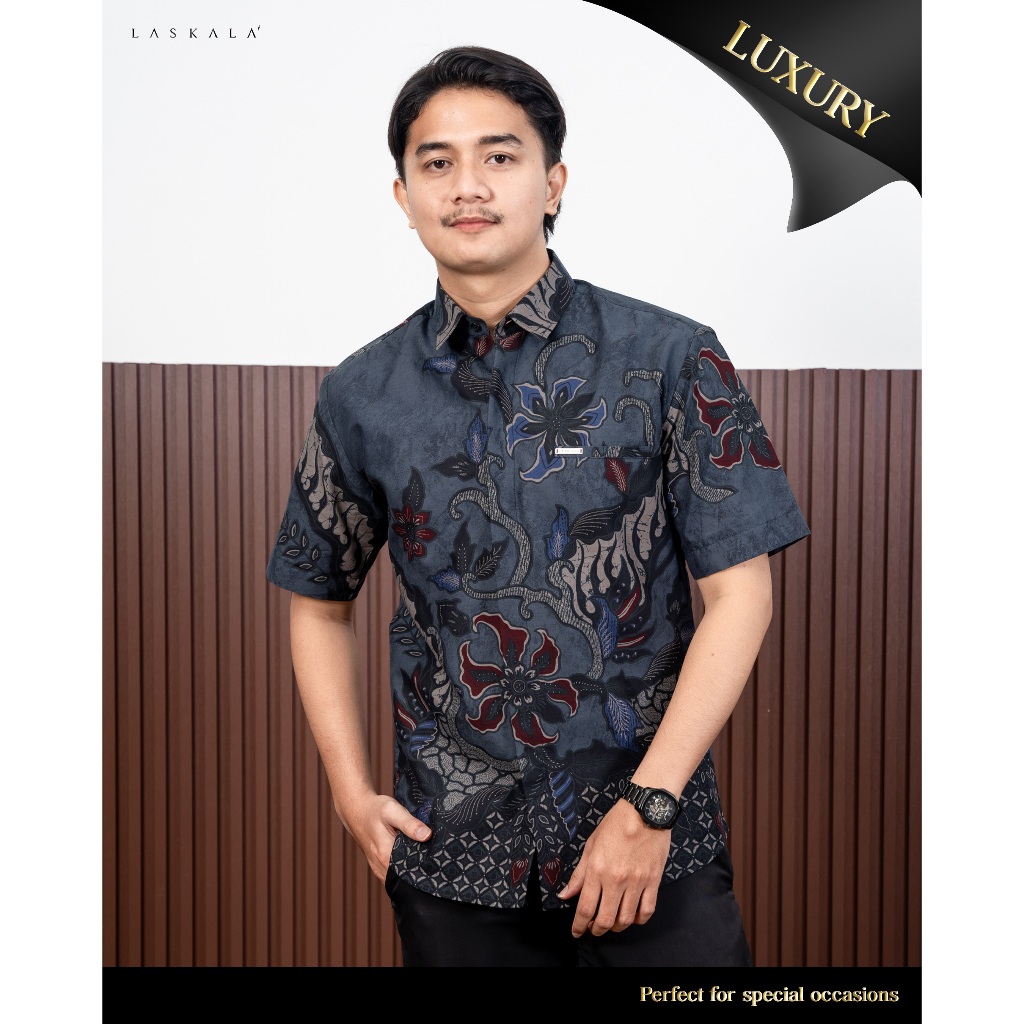 Laskala Batik Premium Wasta Kemeja Batik Pria Slimfit Lengan Pendek