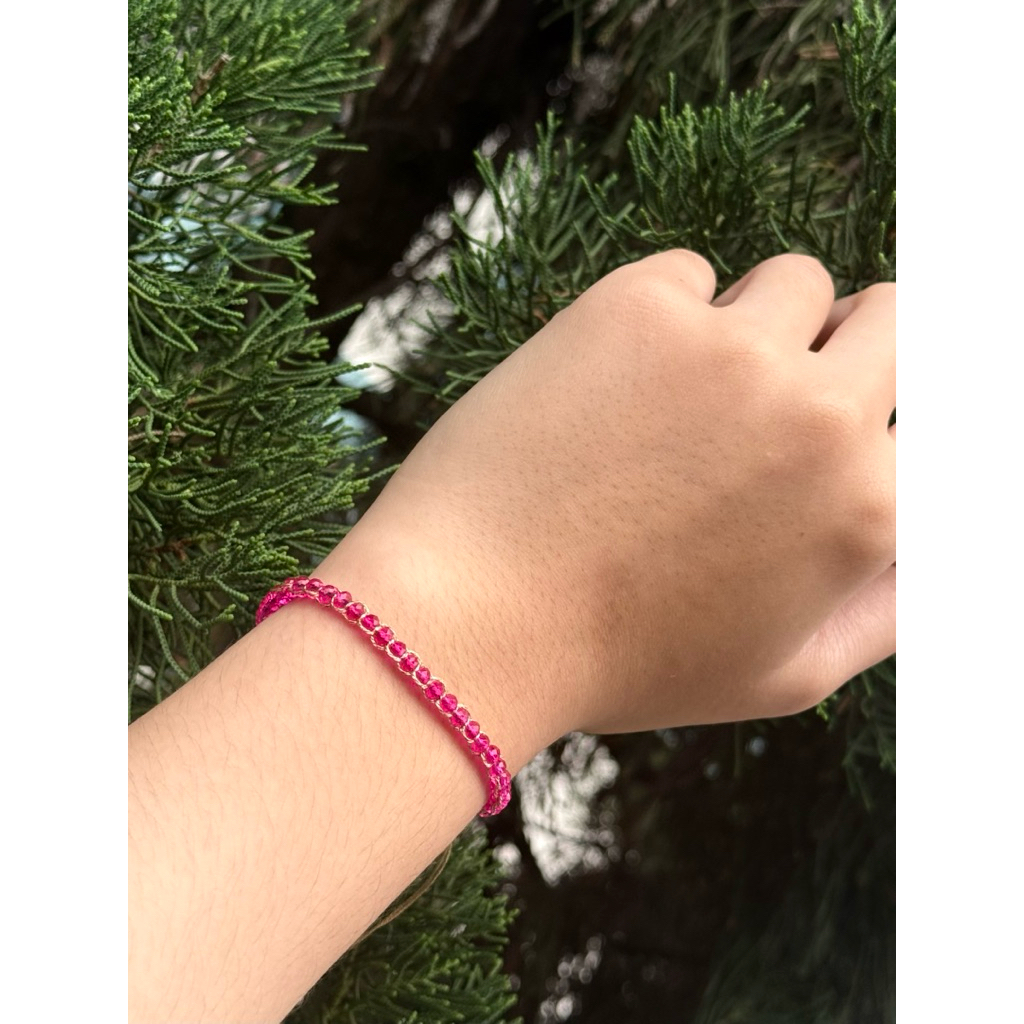 Gelang Samapura Pink Garnet Bracelet – Handmade Bali | Elegant & Feminine - Gelang Aesthetic m
