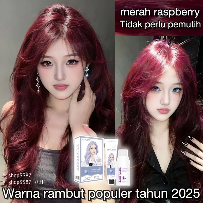 (Beli 100ml gratis 100ml)STYLE FIT cat rambut*200ml,merah anggur,Ekstrak Tanaman,pewarnaan rambut mu