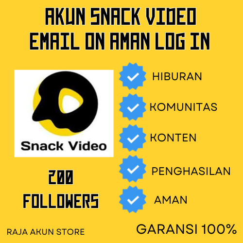 AKUN SNACK VIDEO – FOLLOWERS 200–700+ – 2FA ON – FULL LOGIN