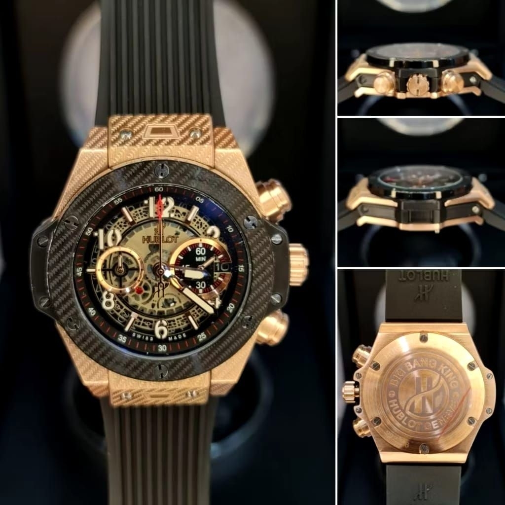 jam tangan pria Quartz Japan HB King Carbon Pixe