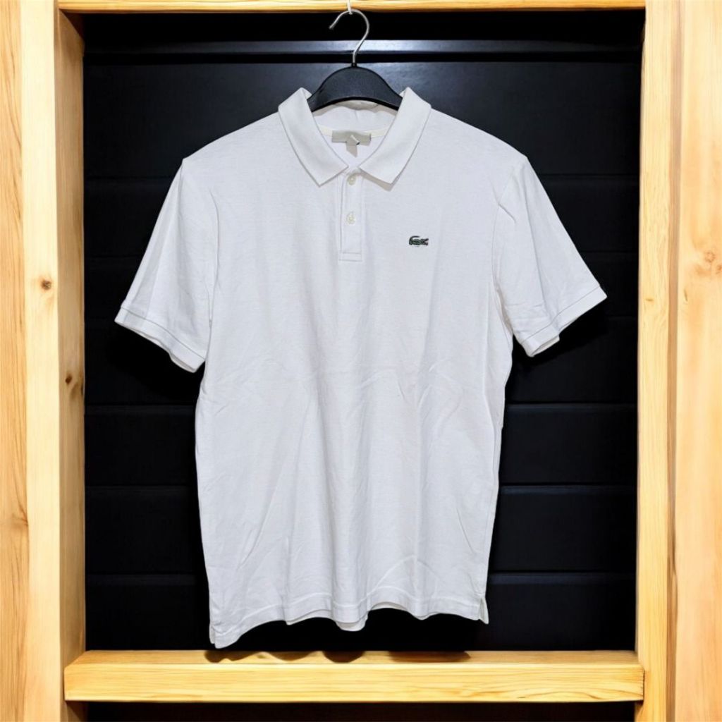 LACOSTE Classic Fit Basic Polo Shirt - White | Kaos kerah pria luxury